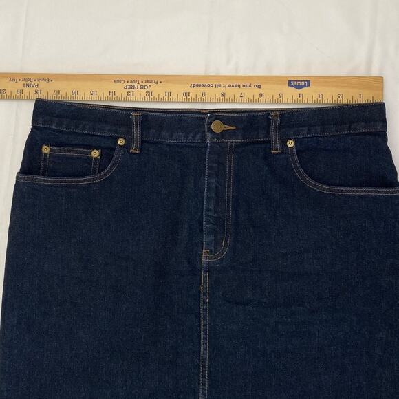 Dark Wash Denim Blue Jean Midi Skirt 5 Pocket Western Boho 14 LRL Rodeo 90s Y2K - Picture 3 of 12